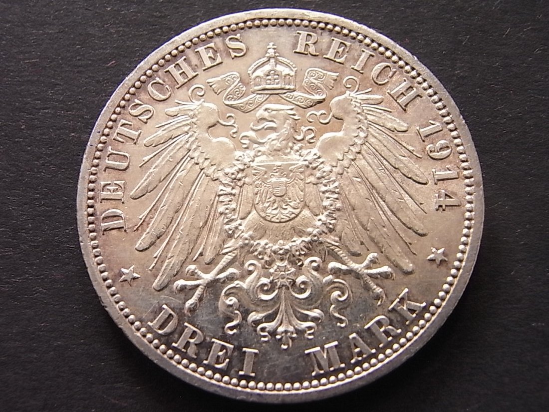  Anhalt 3 Mark 1914 ss+/vzgl   