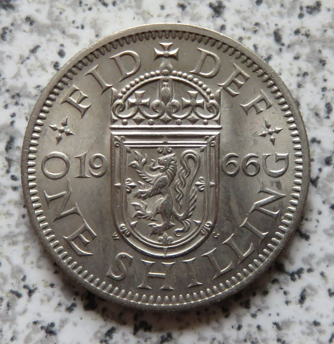  Großbritannien 1 Shilling 1966, Schottisch, Erhaltung   