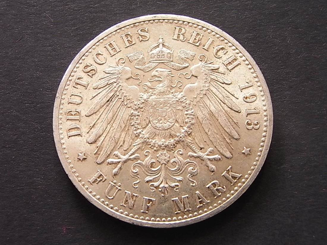  Preussen 5 Mark 1913 vzgl   