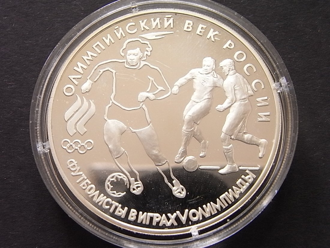  Russland 3 Rubel 1993 Olympiade Fussball Proof Silber   