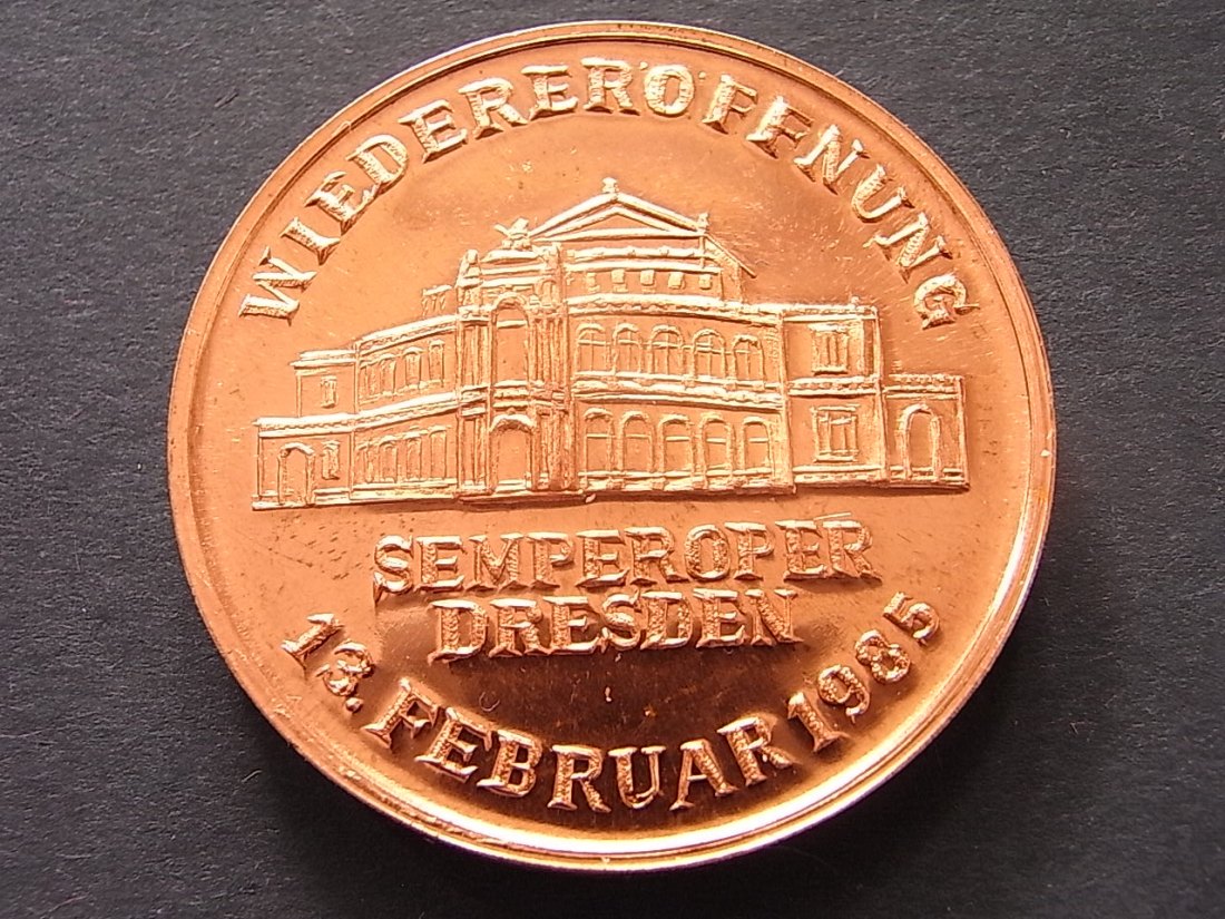  Medaille Dresden Wiedereröffnung Semperoper 1986 40mm Dicker Schrötling 4mm Proof   