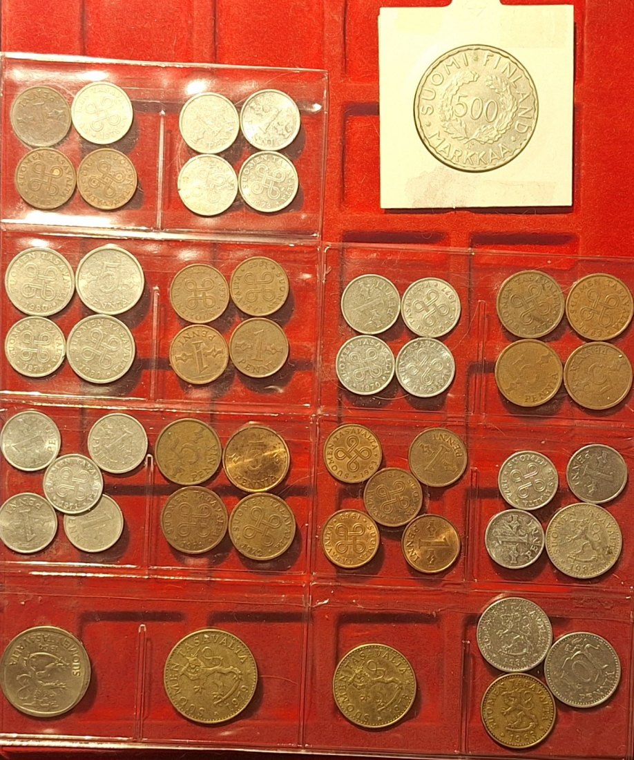  Finnland 1Penni 5,10,20,50 Penniä; 1Markka und 500Markkaa (1952) Silber (6g fein)   