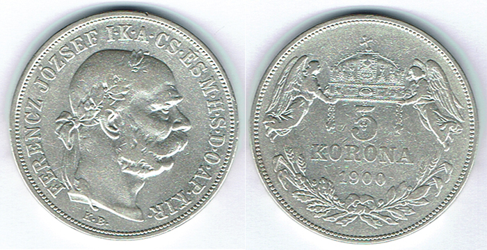  SZAIVERT KAISERREICH ÖSTERREICH FRANZ JOSEPH 5 KRONEN KORONA 1900 KB KREMNITZ UNGARN   