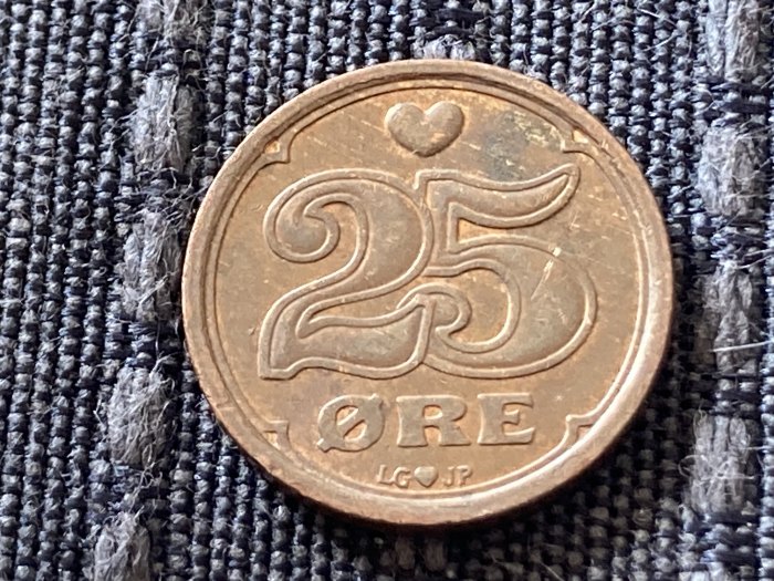  Münze Münzen Umlaufmünze Dänemark 25 Öre 1990   