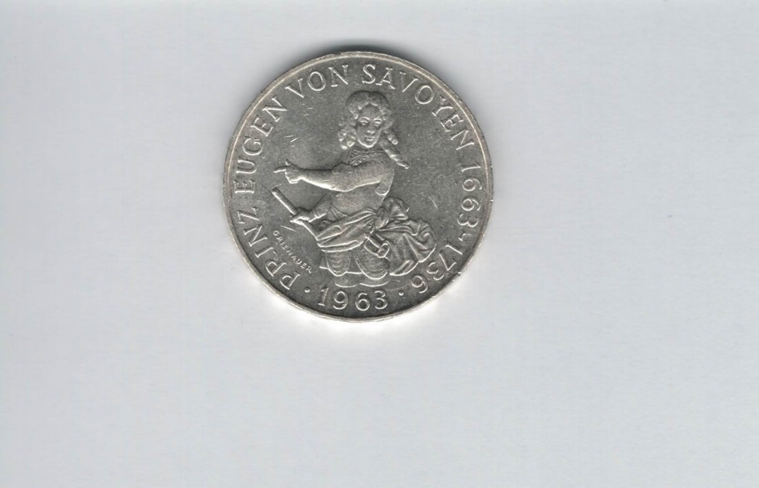  25 Schilling 1963 Prinz Eugen von Savoyen silber 10,4g fein Österreich Spittalgold9800 (04588/9)   