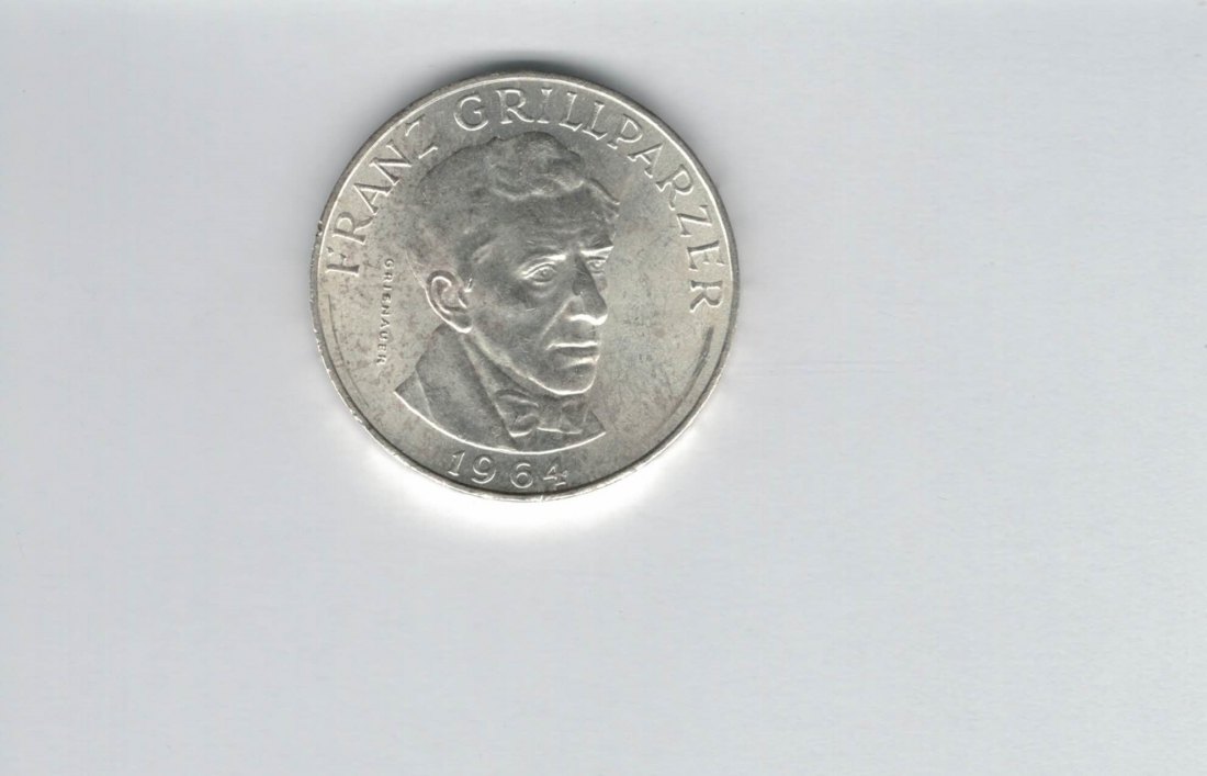  25 Schilling 1964 Franz Grillparzer silber Gedenkmünze Österreich Spittalgold9800 (04588/10)   