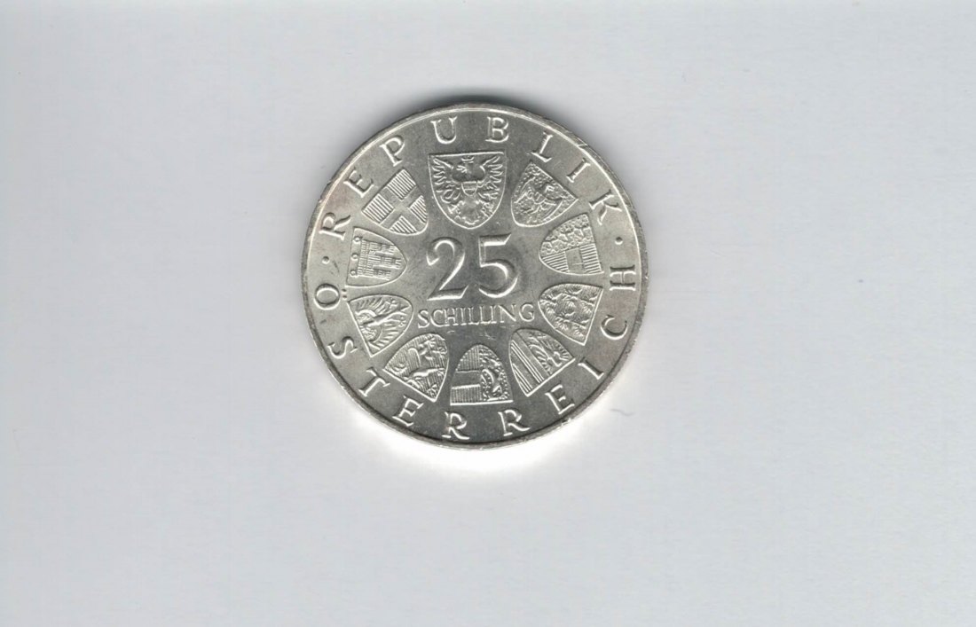  25 Schilling 1971 Wiener Börse 200 Jahre silber 10,4 g fein Österreich Spittalgold9800 (04588/17)   