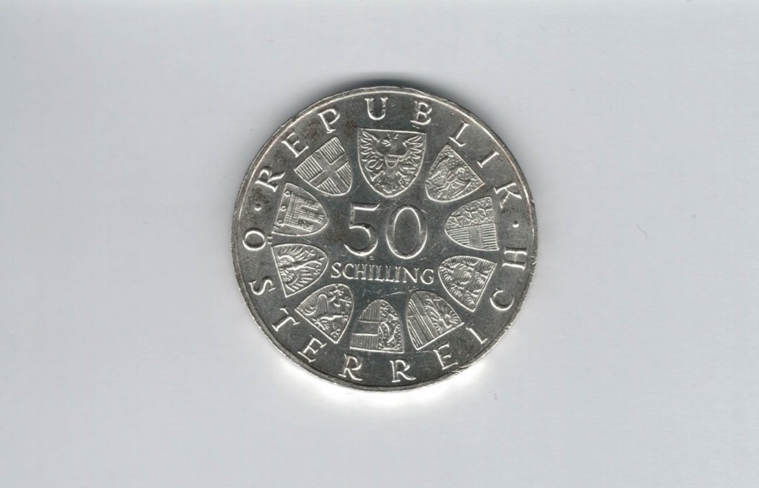  50 Schilling 1966 150 Jahre Nationalbank silber 18g fein Österreich Spittalgold9800 (4584/5)   