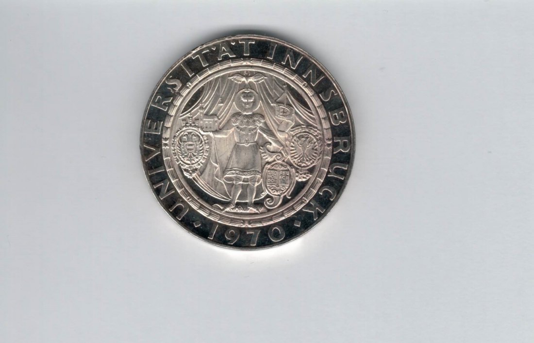  50 Schilling 1970 300 Jahre Universität Innsbruck 18g fein silbe Österreich Spittalgold9800 (4584/9)   