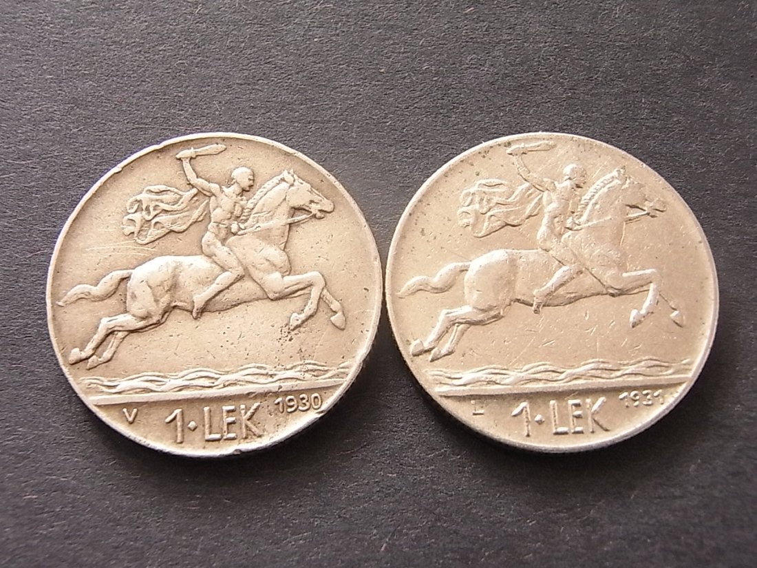  Albanien 1 Lek 1930 + 1931 ss   