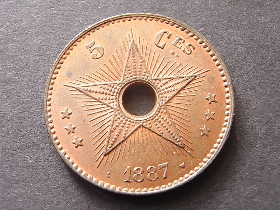  Belgisch Kongo 5 Cent 1887 unc   