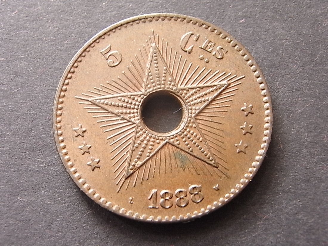  Belgisch Kongo 5 Cent 1888 unc   