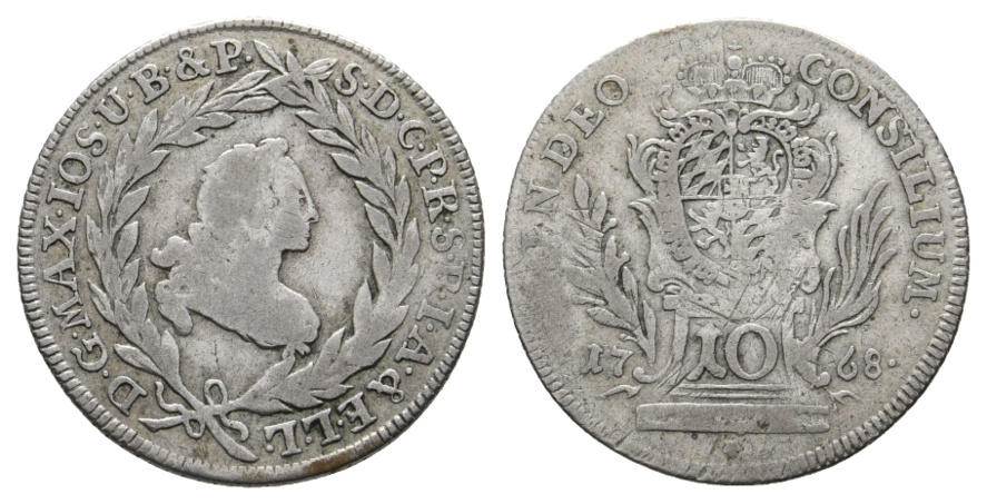  Altdeutschland; Bayern; 10 Kreuzer 1768; Maximilian III. Joseph   