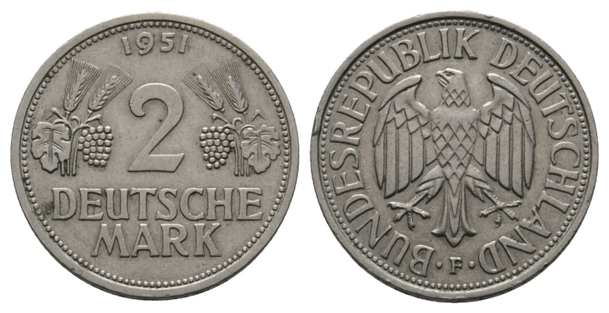  BRD; 2 Deutsche Mark 1951 F   