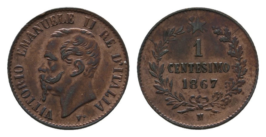  Italien; Emanuell II; 1 Centesimo 1867 M   