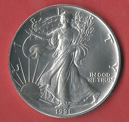  Silver Eagle 1991 Koblenzer Muenzen Studio Münzankauf Koblenz Frank Maurer AL432   
