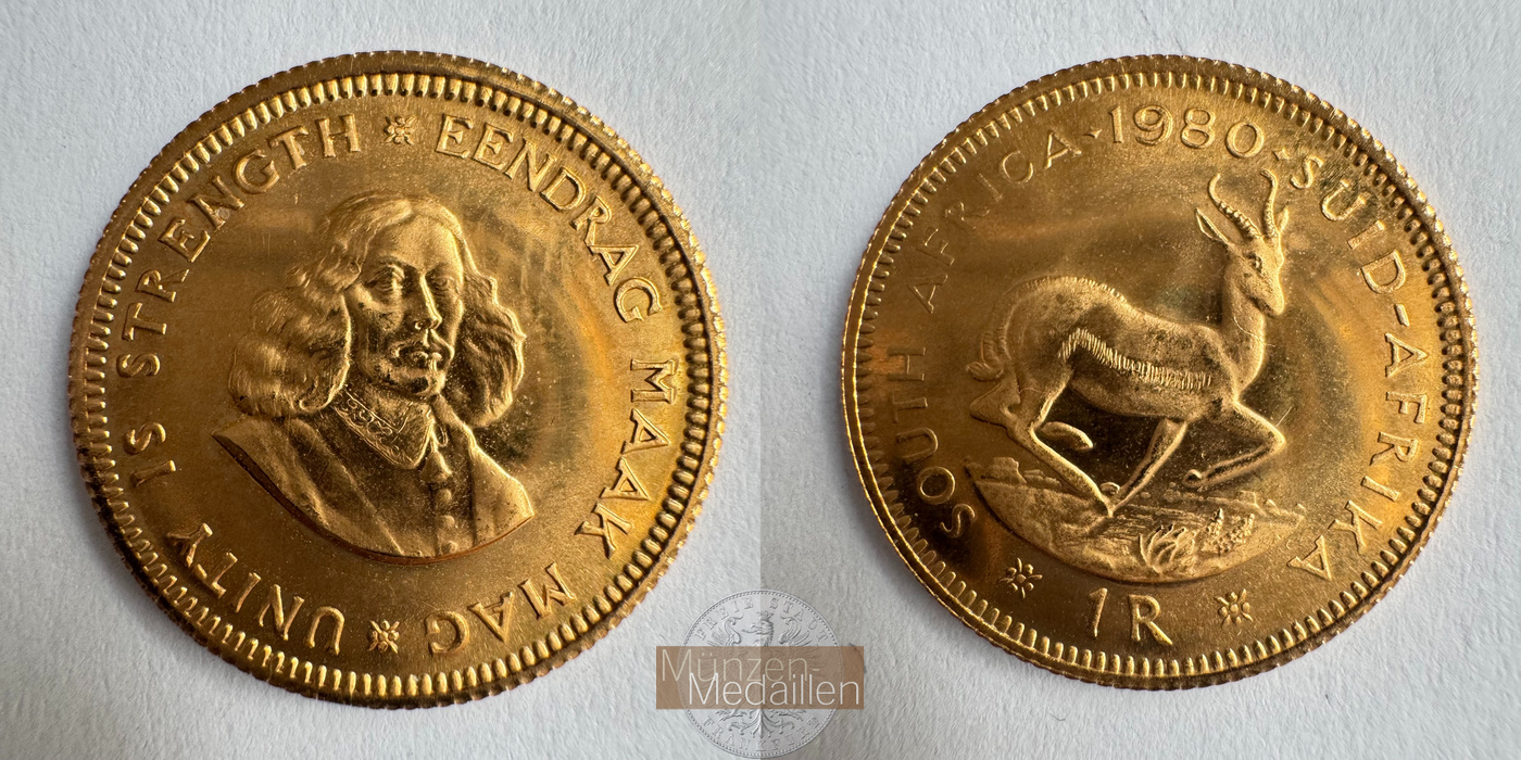  Südafrika 1 Rand Gold 1980 (1961-1983) MM-Frankfurt KM#63 Feingold: 3,66g   