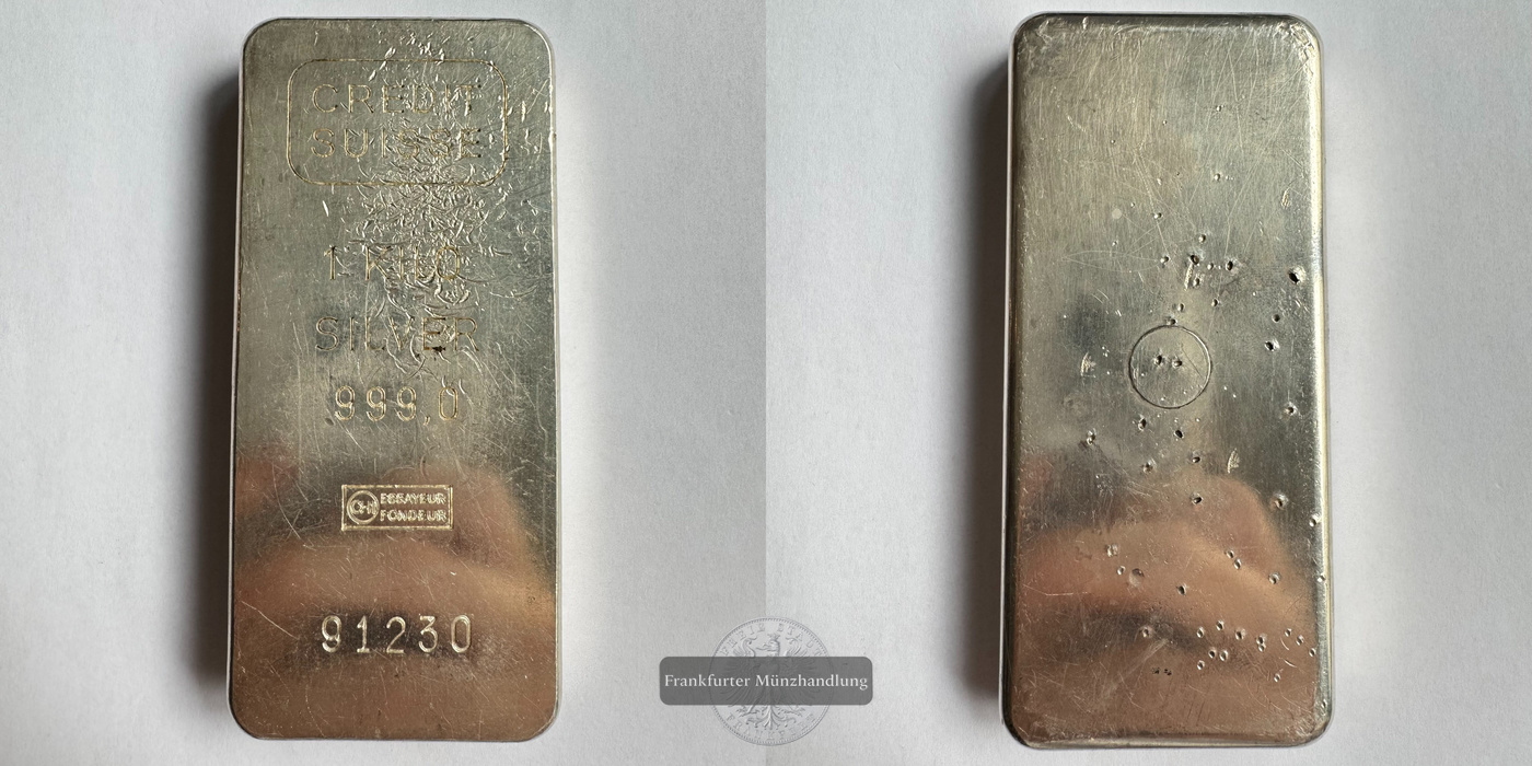  1kg Silberbarren Credit Suisse FM-Frankfurt Feinsilber: 999g   