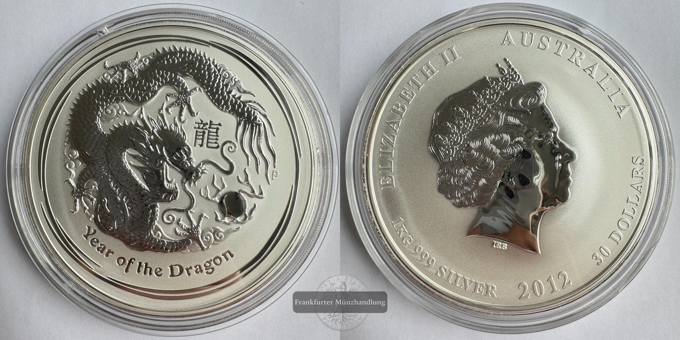  Australien 30 Dollars Year of the Dragon 2012 FM-Frankfurt KM#1668 Feinsilber: 1.000g   