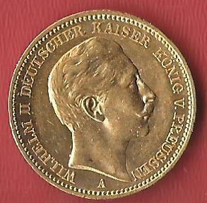  20 Mark Preussen Wilhelm II 1888 Münzenankauf Koblenz Frank Maurer AL 437   