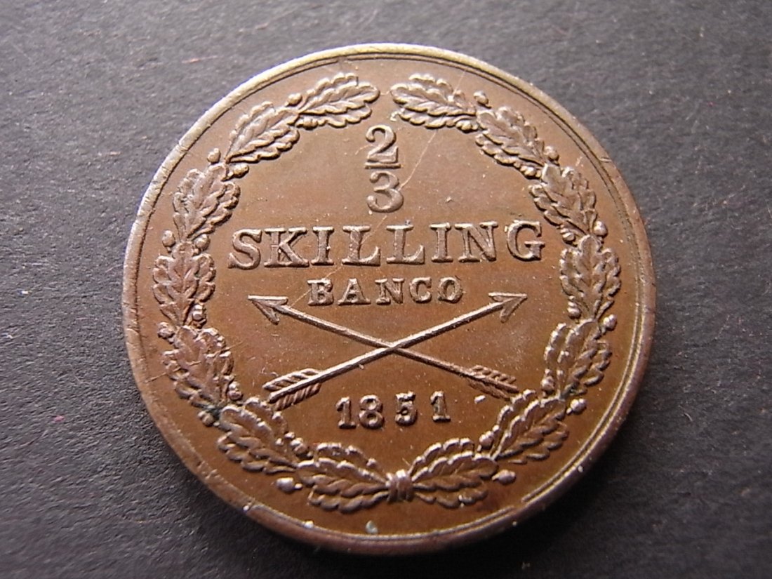  Schweden 2/3 Skilling 1851 vzgl   
