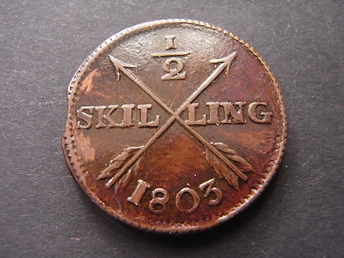  Schweden 1/2 Skilling 1803 ss Zain zaponiert   