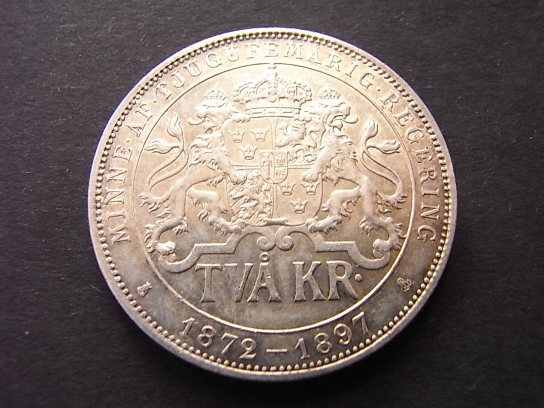  Schweden 2 Kroner 1897 vzgl Regierungsjubileum   