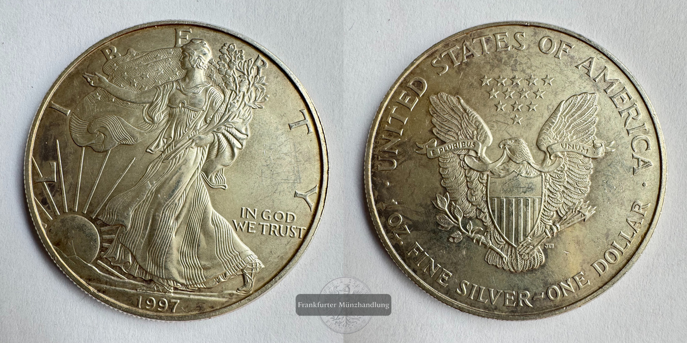  USA 1 Dollar 1997 (1986-2021) Walking Liberty FM-Frankfurt KM#273 Feinsilber: 31,1g   