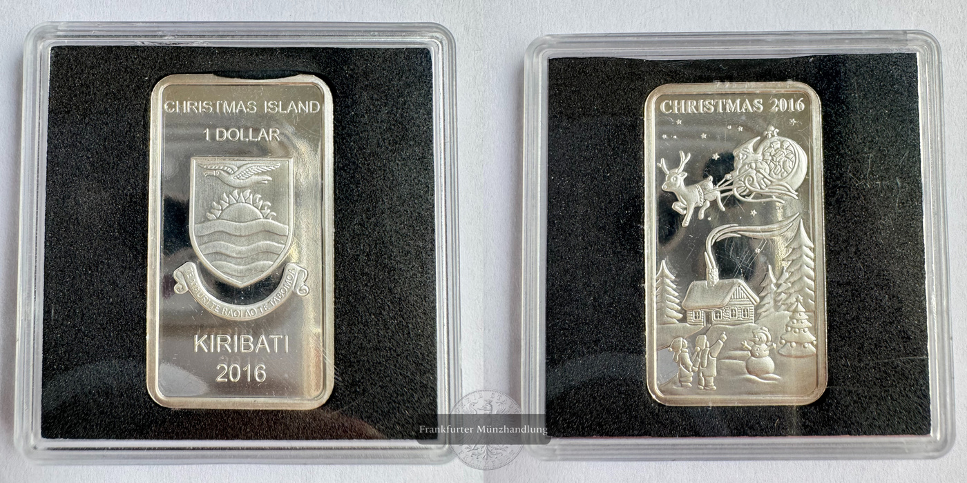  Kiribati 1 Dollar (Christmas Island - Winter scene) 2016 FM-Frankfurt KM#100 Feinsilber: 20g   