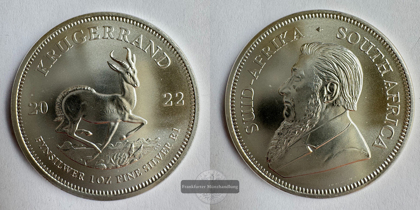  Süd Afrika. 1 Rand Silber-Krügerrand 2022 FM-Frankfurt KM#691 Feinsilber: 31,10g   