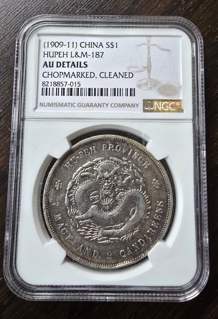  CHINA NGC (1909-11)S$1 HUPEH L&M-187 AU DETAILS CHOPEMARKED CLEANED 1 Silberdollar -015   