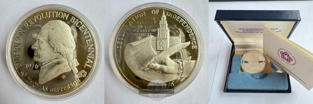  USA American Revolution Bicentennial Jefferson 1976 FM-Frankfurt N#159806 Feinsilber: 28,49g   