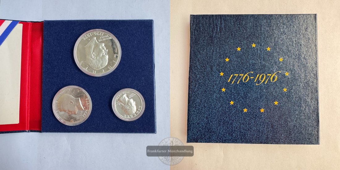  USA 1, 1/2 & 1/4 Dollar 1976 San Francisco Mint FM-Frankfurt Feinsilber: 16,736g   