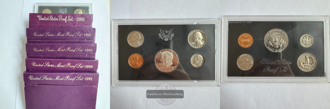  USA. 6x San Fracisco US Mint Proof Coin Sets á 5 Münzen div. Jg. FM-Frankfurt   