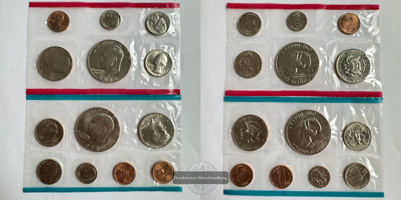  USA 2x Unc Mint Set 1974 FM-Frankfurt   