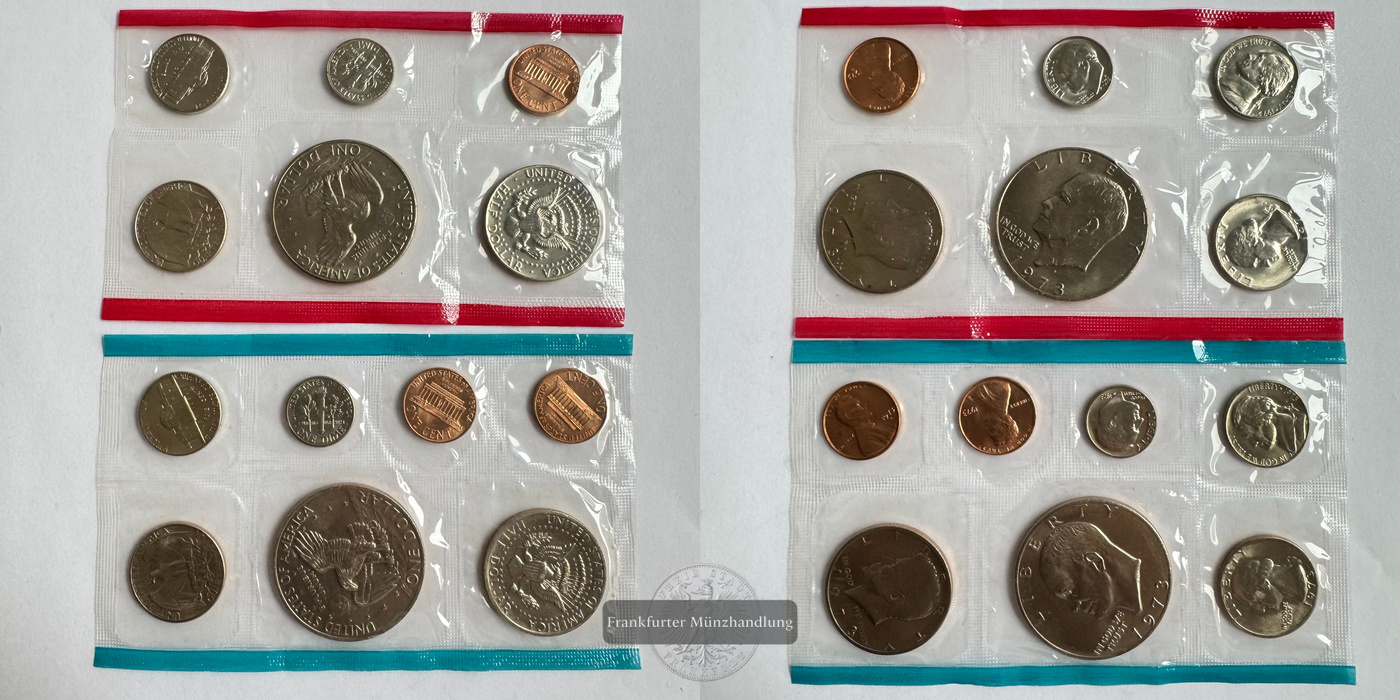  USA 2x Unc Mint Set 1973 FM-Frankfurt   