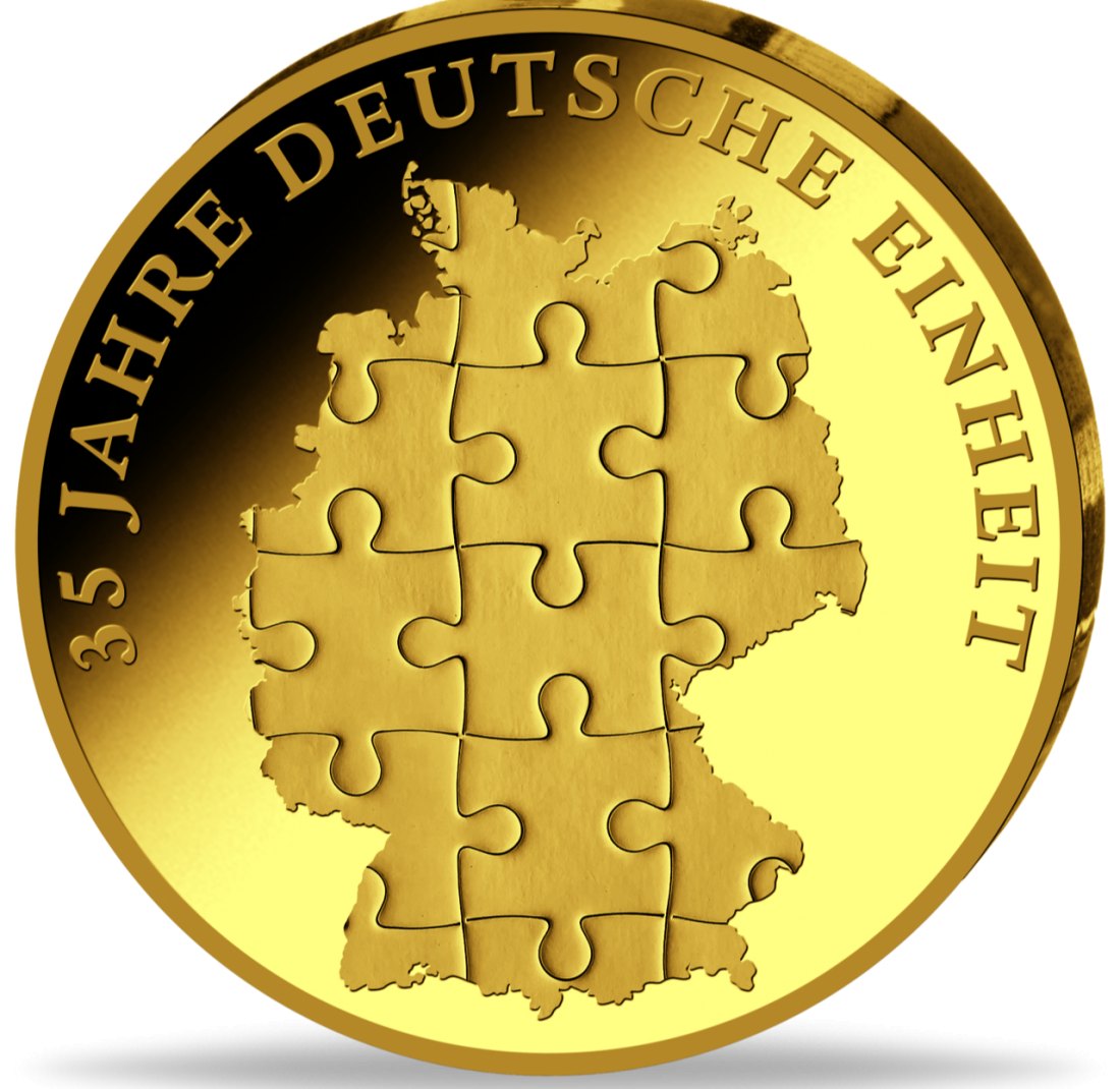  Gold Medaille 35:Jahre Deutsche Einheit Stempelglanz Feingold 999/1000 0,35 Gramm   