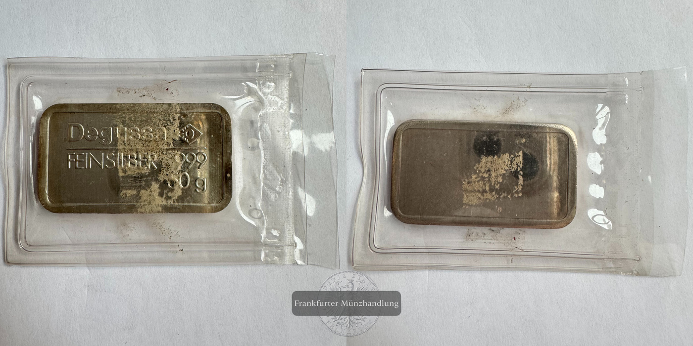  Degussa 50g Silberbarren 0.999er FM-Frankfurt Feinsilber: 50g   