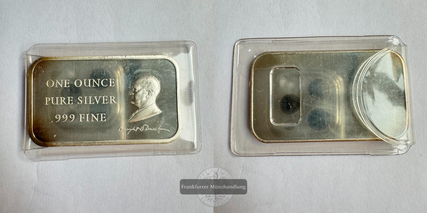 1oz Silberbarren US-Präsident Eisenhower 0.999er FM-Frankfurt Feinsilber: 1oz   