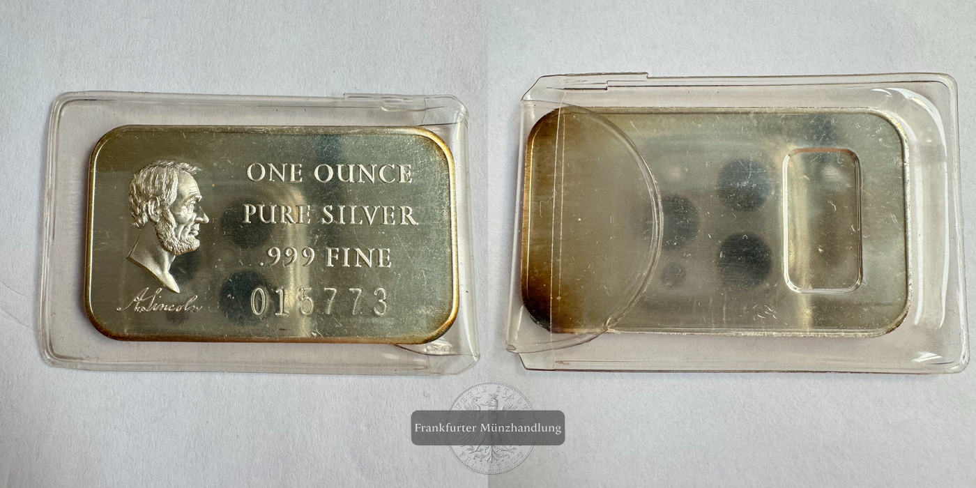  1oz Silberbarren US-Präsident A. Lincoln 0.999er FM-Frankfurt Feinsilber: 1oz   