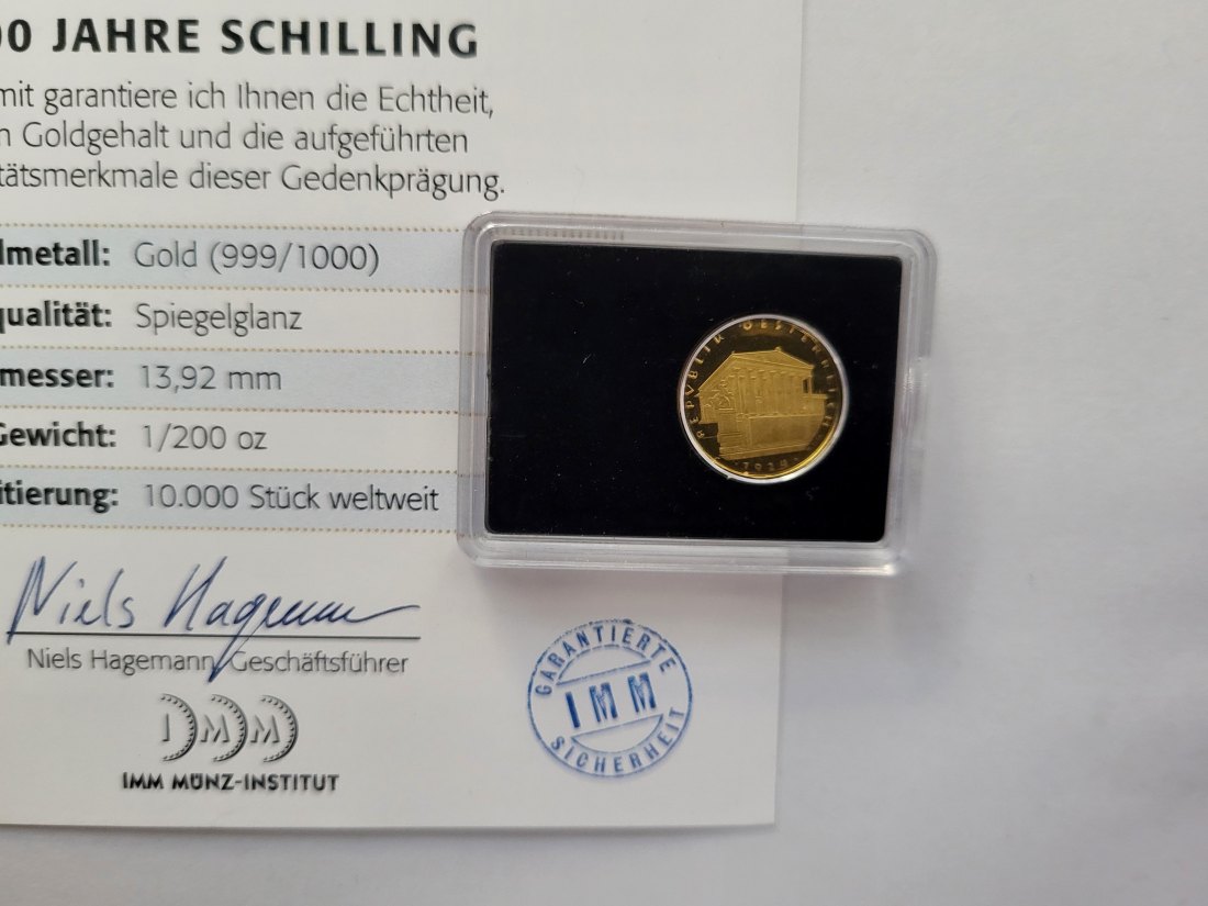  1 Schilling 1924 Goldmünze 1/200 Oz 999 Österreich Spittalgold9800 (5527   
