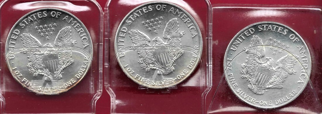  3x USA 1 D.Silver Eagle 1992 1 OZ Feinsilber Münzankauf Koblenz Frank Maurer AL 909   