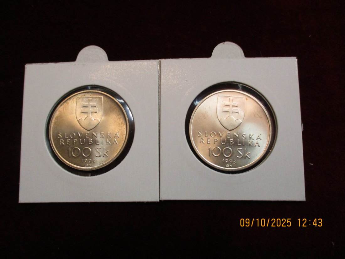  Slowakei 2 x 100 Kronen 1993 Metall: 750er Silber 26g   
