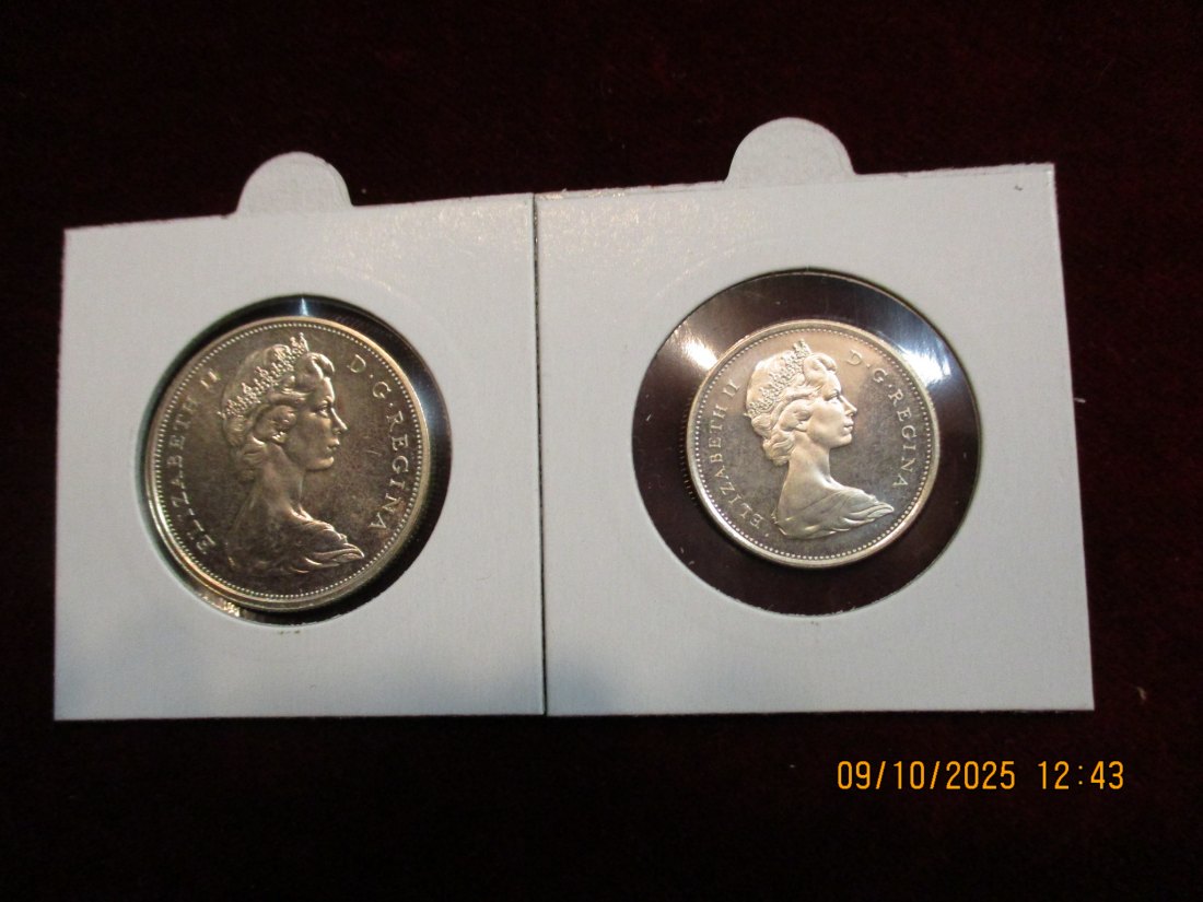 Kanada 50 & 25 Cent 1967 Metall: 800er Silber 17,49g   