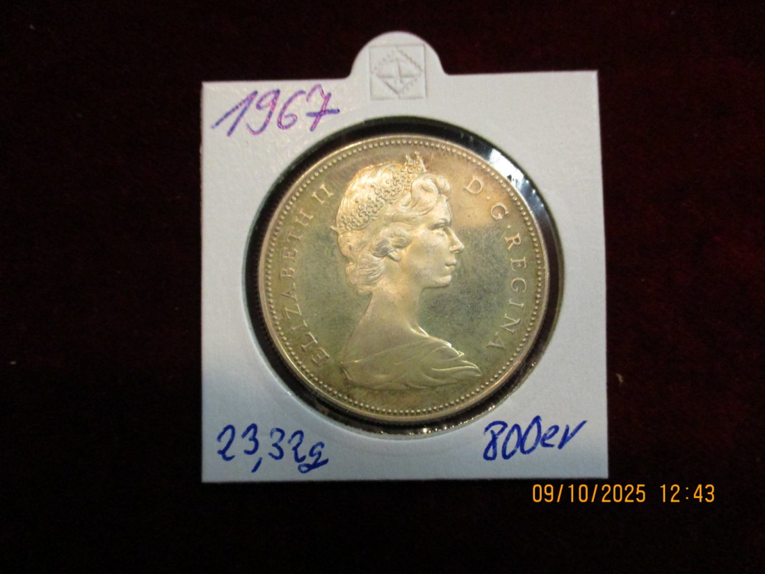  Kanada 1 Dollar 1967 Metall: 800er Silber 23,32g   