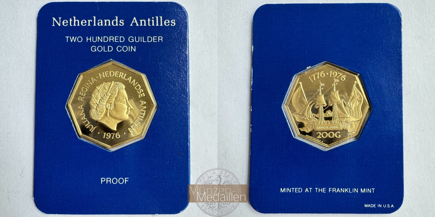  Niederlande 200 Gulden Juliana (Bicentennial) 1976 MM-Frankfurt KM#16 Feingold: 7,155g   
