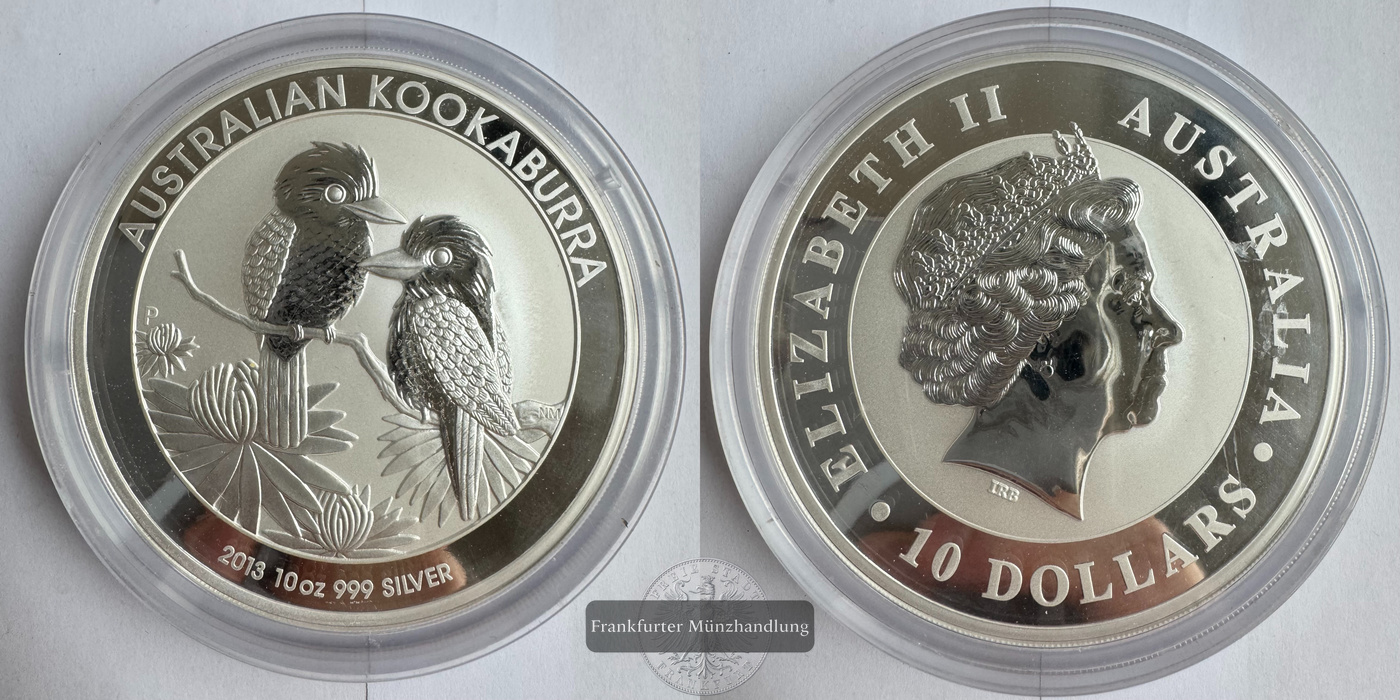  Australien  10 Dollar 2013 Kookaburra  FM-Frankfurt  Feinsilber: 311g   