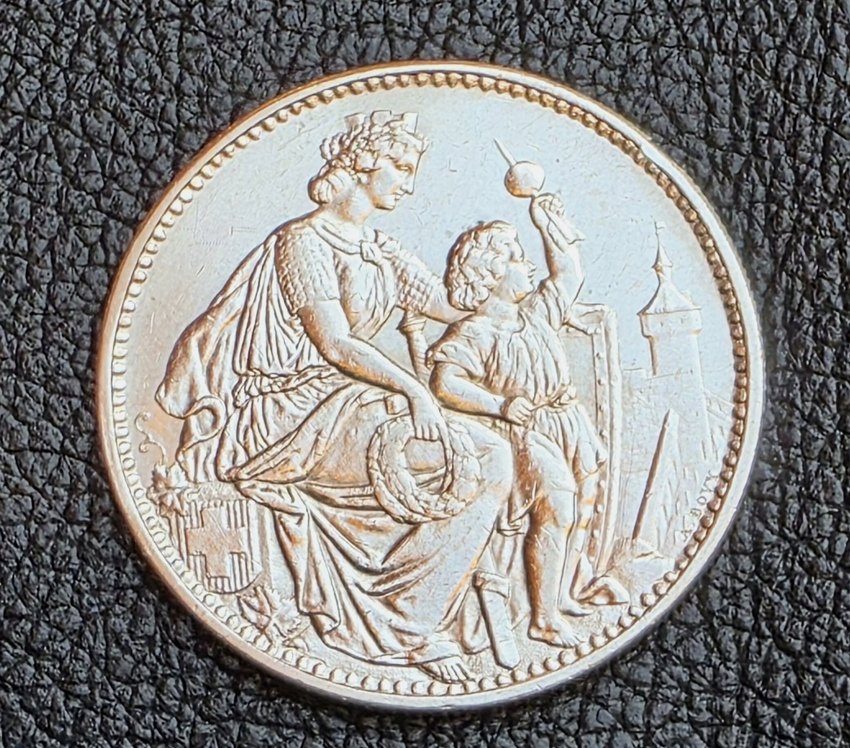  Schweiz Schützentaler 5 Franken 1865 Eidgenössisches Schützenfest Schaffhausen   