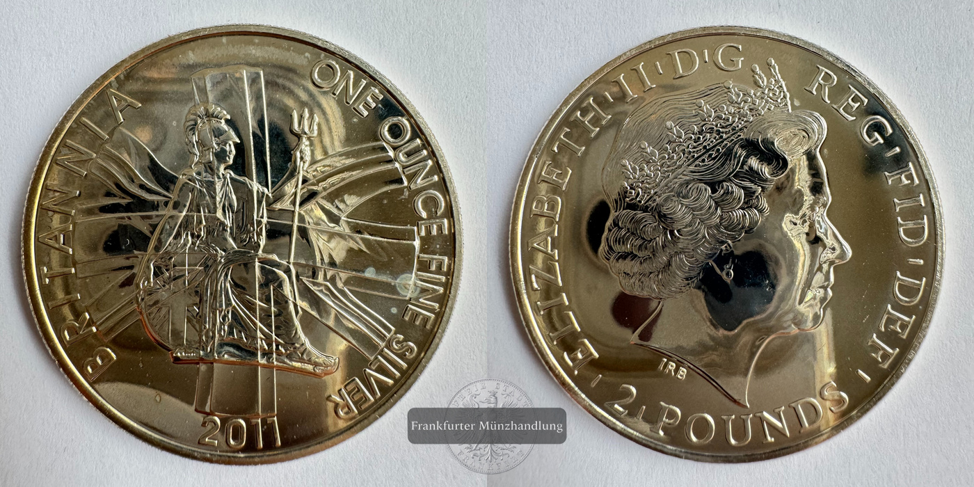  UK 2 Pounds 2011 Britannia (Union Jack) Proof FM-Frankfurt KM#1230 Feinsilber: 31,1g   