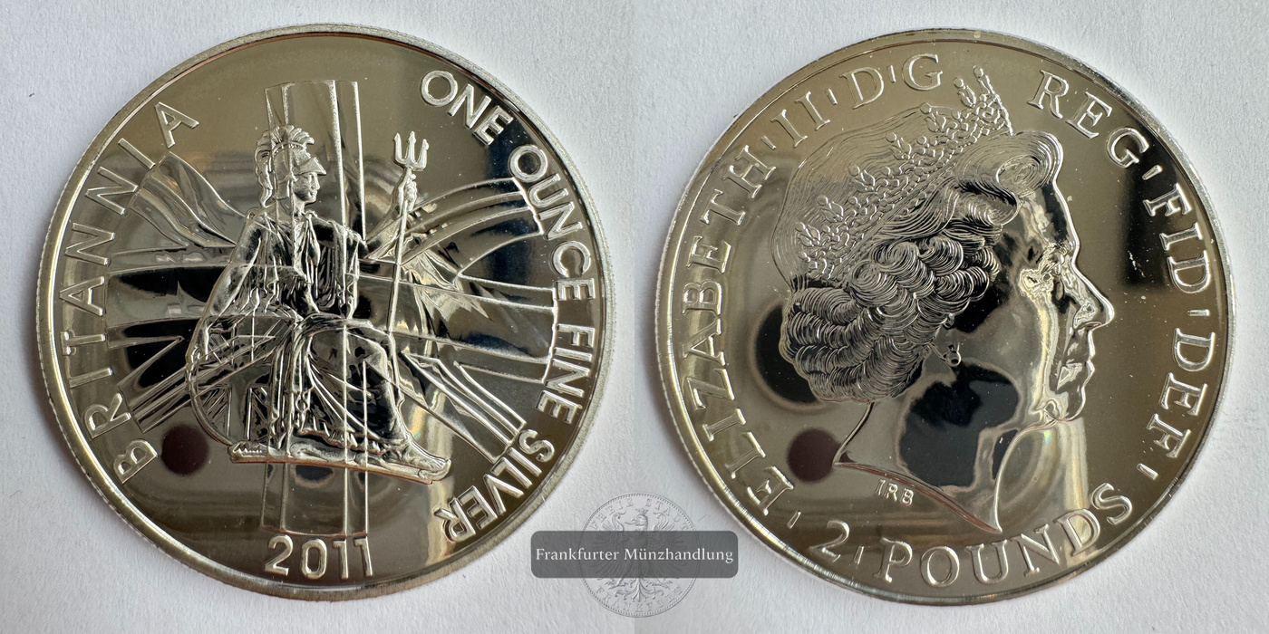  UK 2 Pounds 2011 Britannia (Union Jack) Proof FM-Frankfurt KM#1230 Feinsilber: 31,1g   